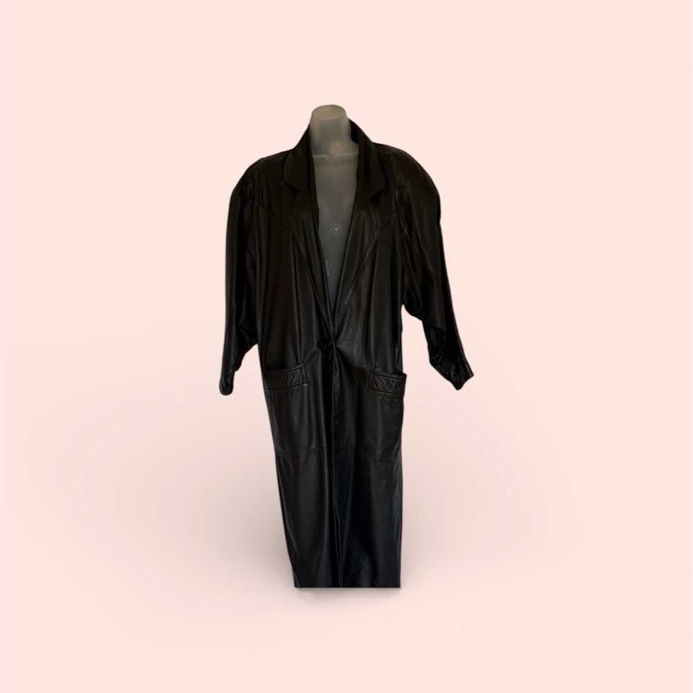 Classic Black Leather Longline Jacket